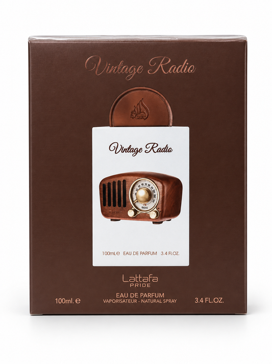 Vintage Radio Perfume 100ml EDP by Lattafa Pride — studio product photograph, view 1