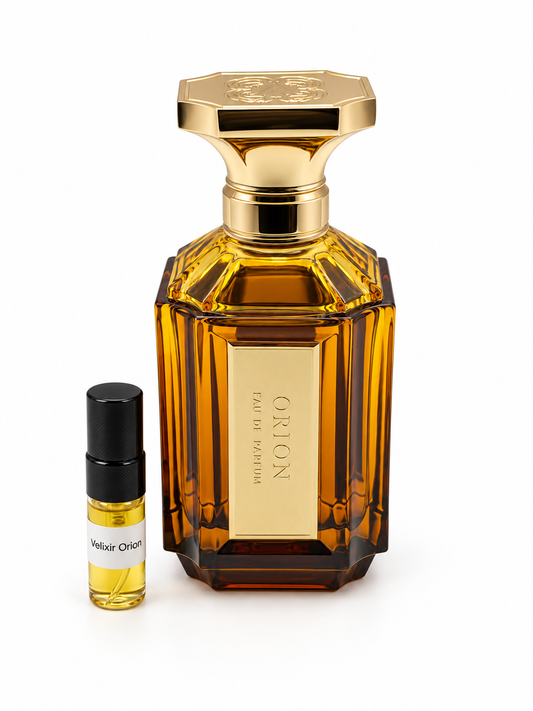Velixir Orion with black-capped sample vial — studio photograph