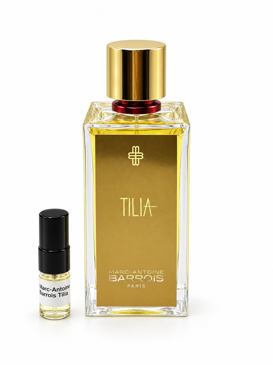 Marc-Antoine Barrois Tilia with black-capped sample vial — studio photograph