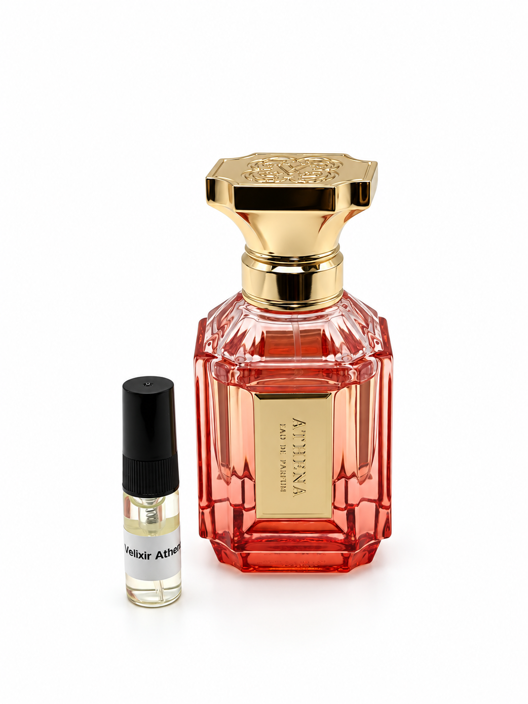 Velixir Athena with black-capped sample vial on white background