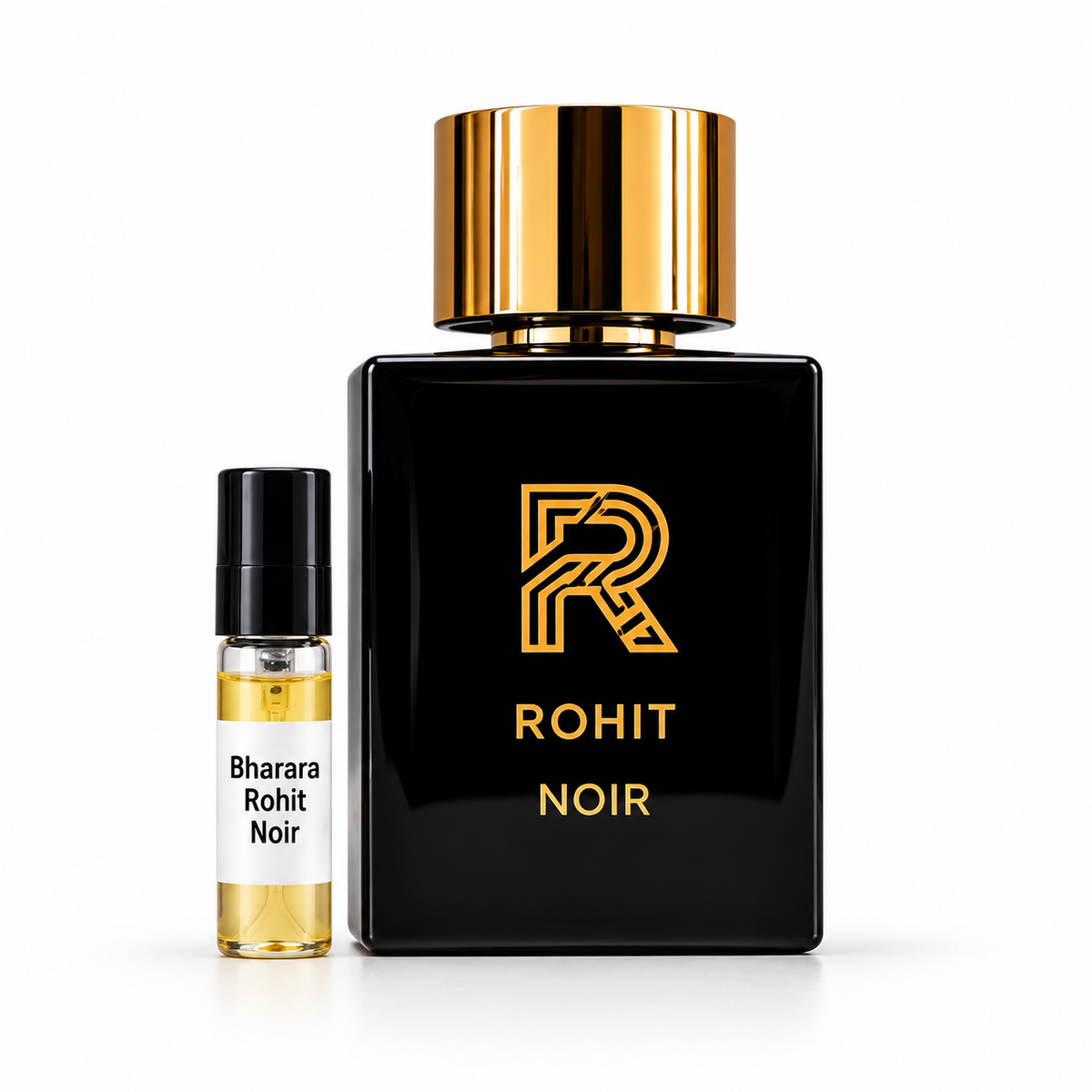 Bharara Rohit Noir with sample vial on white background