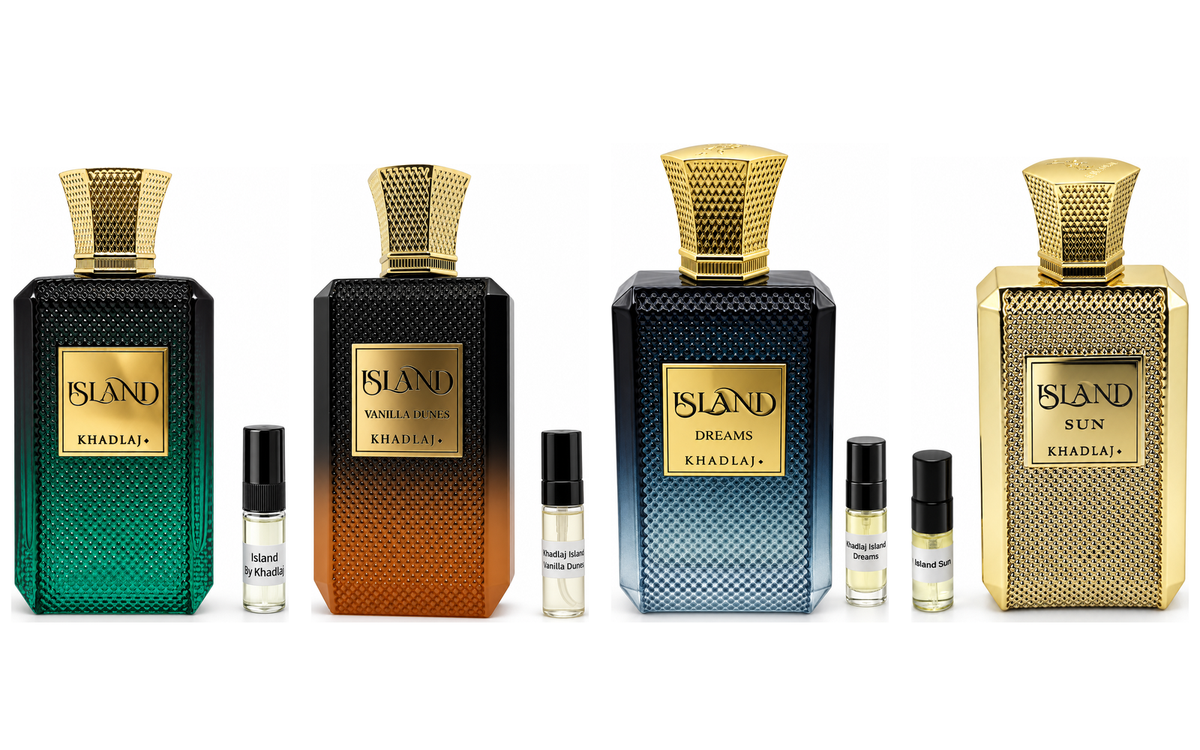 Khadlaj Island sample set with four 3ml fragrance samples