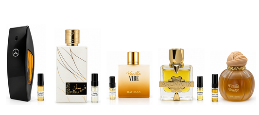Mad About Vanilla sample set with all five fragrances and 3ml vials